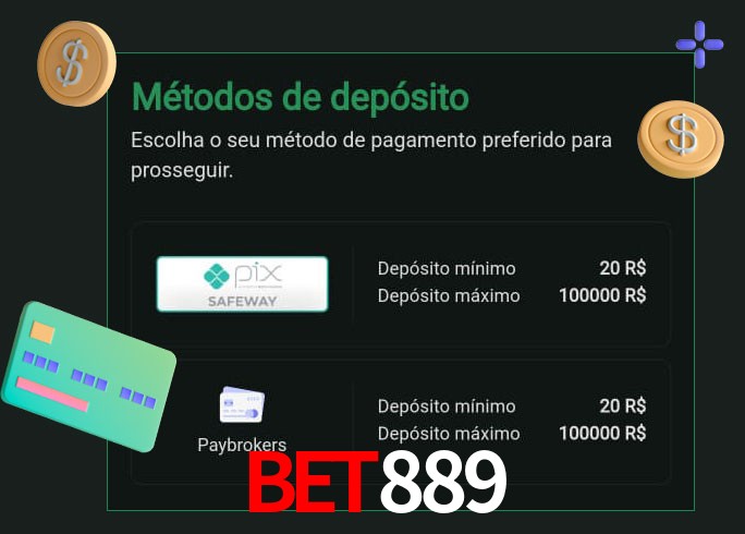 O cassino bet889 oferece uma grande variedade de métodos de pagamento
